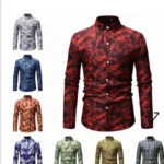Men’s Long-Sleeve Patterned Button-Front Shirt