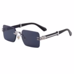 Rimless Rectangular Sunglasses with Gold-Tone Details - Image 4