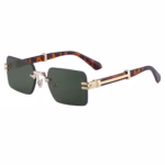 Rimless Rectangular Sunglasses with Gold-Tone Details - Image 5