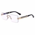 Rimless Rectangular Sunglasses with Gold-Tone Details - Image 2
