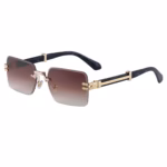 Rimless Rectangular Sunglasses with Gold-Tone Details