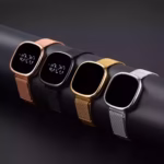 LED Digital Watch with Mesh-Style Strap