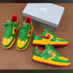 Colour-Block Low-Top Sneakers – Green, Yellow and Red