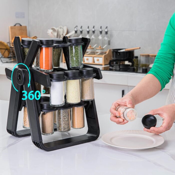 Rotating Spice Jars Rack Kitchen Organizer Seasoning Spice Holder ...