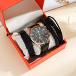 Woven Bracelets 4pcs/set Men's Watch Jewelry with Box