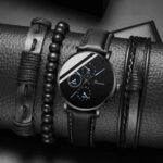 Men’s Black Minimalist Wrist Watch with Bracelet Set – Fashion Casual Watch
