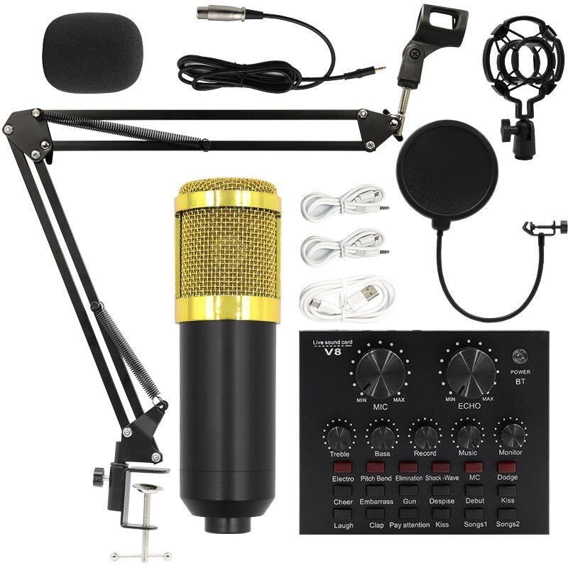 7916624c-3a5a-4360-a6ae-3d3a25b90abb BM800 Microphone Set with V8 Sound Card – Gold - Image 1