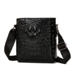 Men’s Crocodile-Texture Crossbody Bag