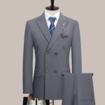 Men’s Notched-Lapel Double-Breasted Jacket and Trousers Set