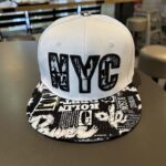 NYC Print Flat-Brim Cap – White