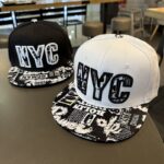 NYC Print Flat-Brim Cap – White - Image 2