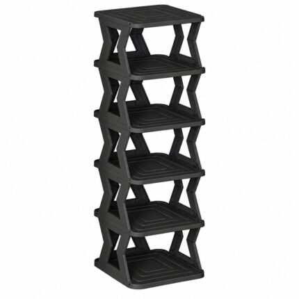 Six-Tier Black X-Frame Shoe Rack