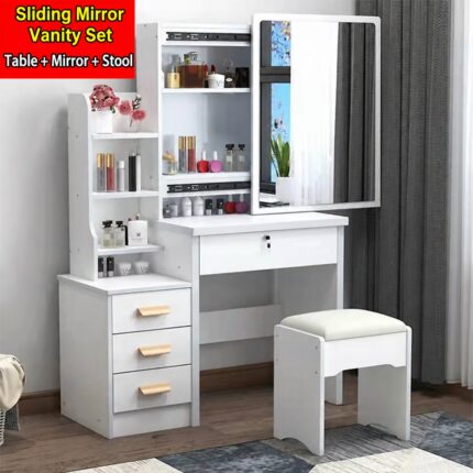 Dressing Table with Mirror and Shelves product photograph