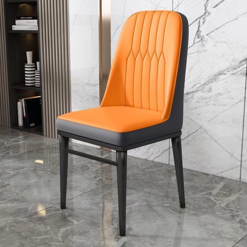 dining-orange Upholstered Dining Chair with Metal Legs - Image 1