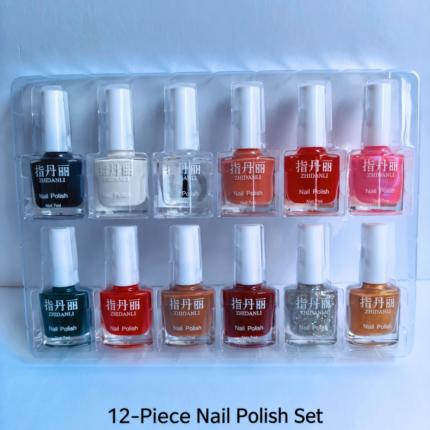 Twelve assorted ZHIDANLI 7ml nail polish bottles