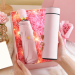 Pink Umbrella and Flask Gift Set