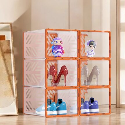 orange six shoe storage cabinet