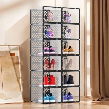 black twelve shoe storage cabinet