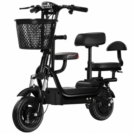 36V 12Ah Electric City Bike with Basket and Passenger Seat – Black