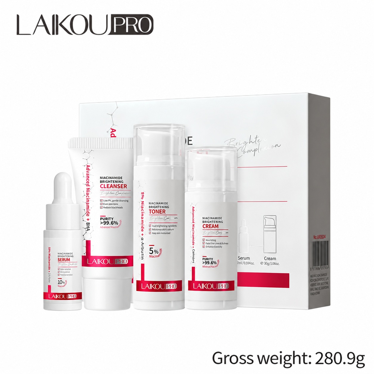 LAIKOU PRO Niacinamide Skincare Set – English product image LAIKOU PRO Niacinamide Skincare Set product photograph