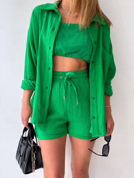 Women’s Textured Shirt and Shorts Set product photograph