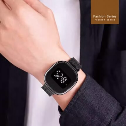 LED Digital Watch with Mesh-Style Strap product photograph