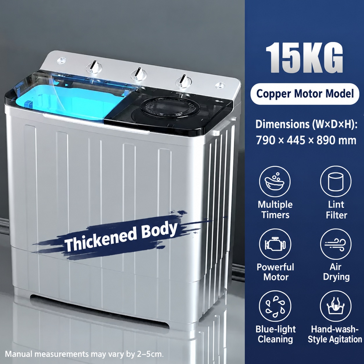 15kg Twin-Tub Washing Machine – English product image 15kg Twin-Tub Washing Machine product photograph