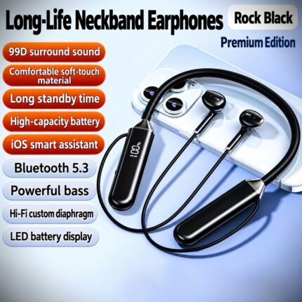 Rock Black Neckband Earphones with English product information