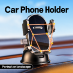 Suction-Base Car Phone Holder – Black and Gold