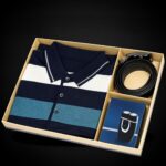Striped Polo Shirt Belt and Shaver Gift Box
