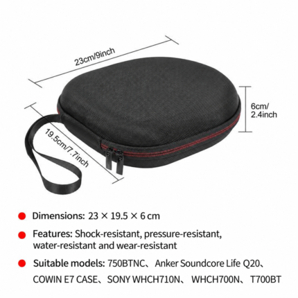 Hard-Shell Headphone Carrying Case – Black