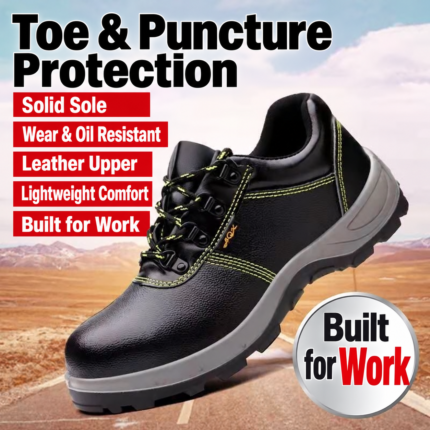 Black Lace-Up Work Shoes with Insoles – Sizes 37–46