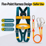 Five-Point Work Harness – Detachable Buffered Lanyard Options