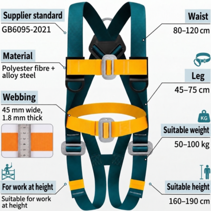 Five-Point Work Harness – Detachable Buffered Lanyard Options