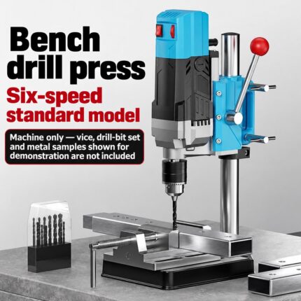 Six-speed bench drill press — standard machine, demonstration vice and drill-bit set excluded