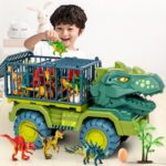Dinosaur transport truck; photo illustrates play; choose exact figurine quantity