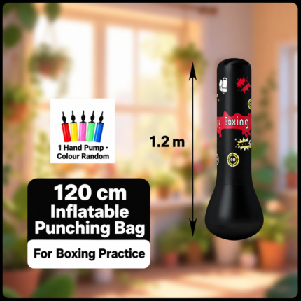 1.2m Inflatable Punching Bag - Black with one hand pump