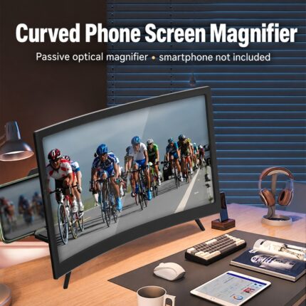 Passive curved phone screen magnifier — smartphone not included