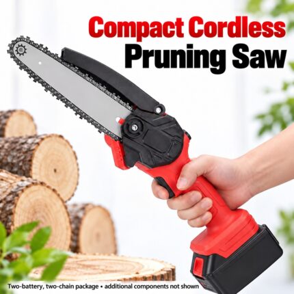 Compact Cordless Pruning Saw — Two-Battery, Two-Chain Kit — two batteries and two chains in total