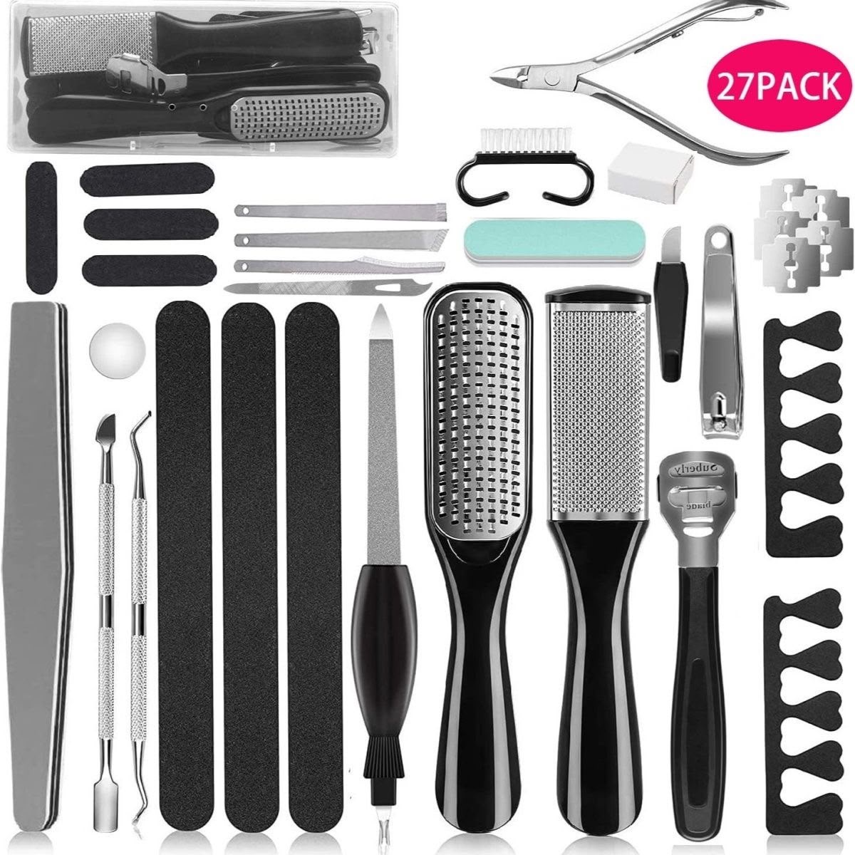 27-Piece Pedicure Tool Set Complete 27-piece pedicure tool set with storage case