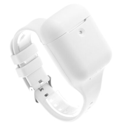 White earbud-case wrist strap holder