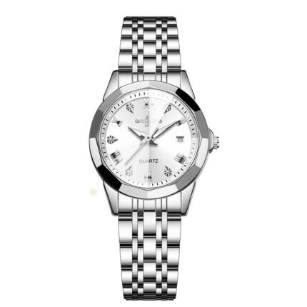 Silver-tone white-dial watch