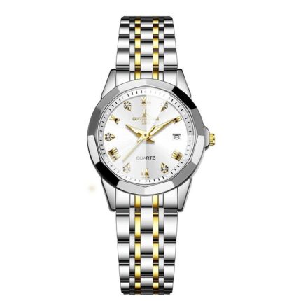 Two-tone white-dial watch