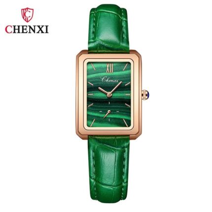 Green strap rectangular green dial