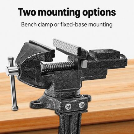 Bench vice with clamp mounting and fixed base — English