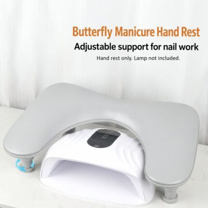 grey adjustable butterfly manicure hand rest. Lamp not included.