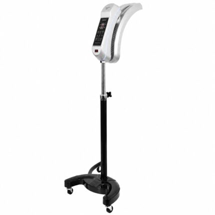 White rotating salon hair processor — control-panel view