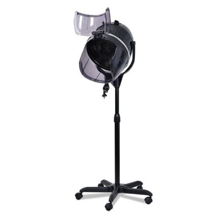 Salon hood dryer with visor raised