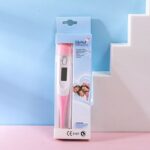 Pink thermometer with storage packaging