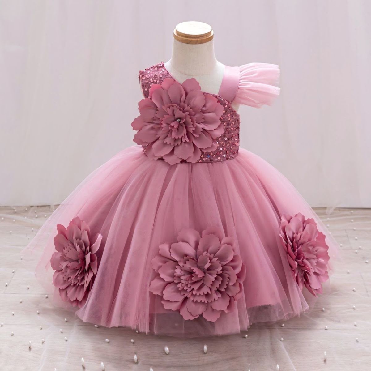 kso-party-floral-1 Girls’ Floral Appliqué Tulle Party Dress - Image 1